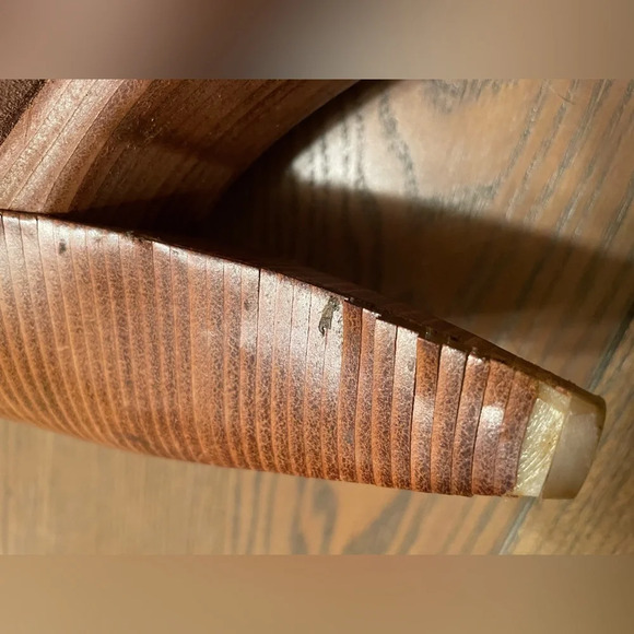 Michael Kors Tall Above The Knee Tan Suede Heeled Boots Gold Buckle Size 8 - Picture 7 of 10